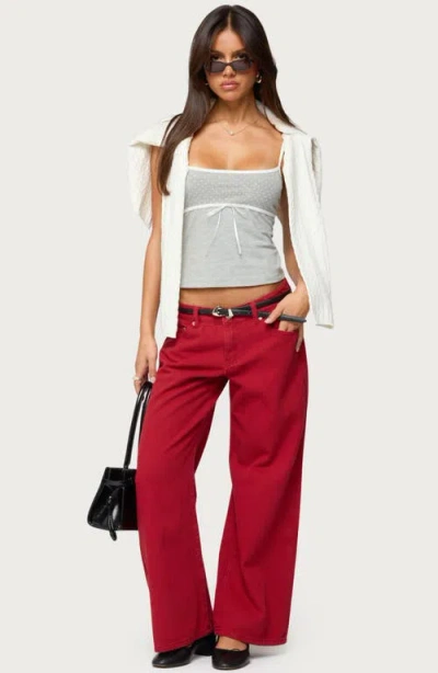Edikted Roman Slouchy Low Rise Wide Leg Jeans In Red