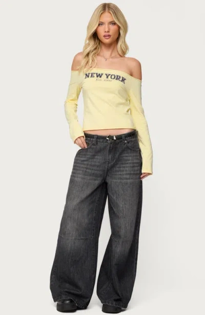 Edikted New York Babe Off The Shoulder Top In Yellow