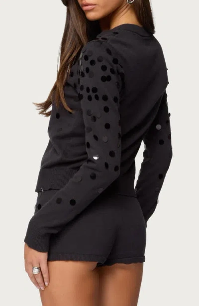 Edikted Cierra Sequin Knit Cardigan In Black
