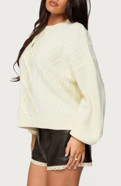 Edikted Braided Cable Knit Oversized Sweater In Multi