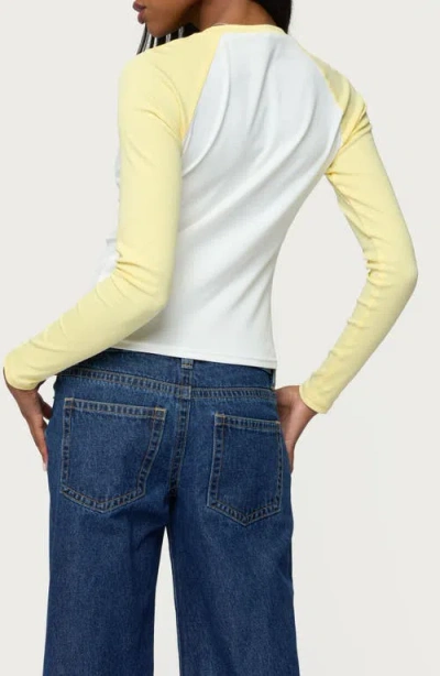 Edikted Tommi Raglan Long Sleeve T Shirt In Yellow