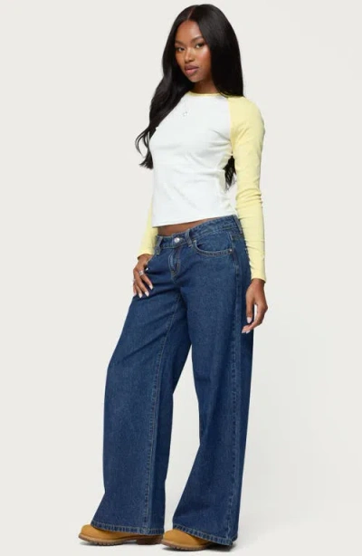 Edikted Tommi Raglan Long Sleeve T Shirt In Yellow