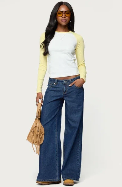 Edikted Tommi Raglan Long Sleeve T Shirt In Yellow