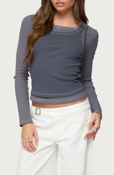 Edikted Zane Contrast Layered Long Sleeve Top In Multi