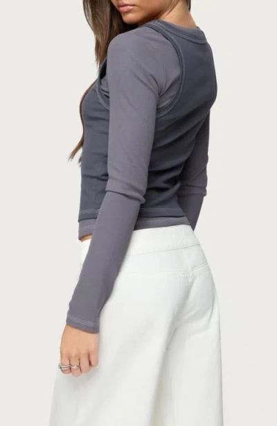 Edikted Zane Contrast Layered Long Sleeve Top In Multi