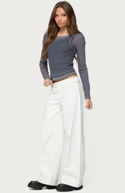 Edikted Zane Contrast Layered Long Sleeve Top In Multi