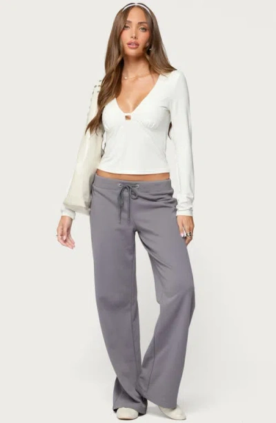 Edikted Lovisa V Neck Long Sleeve Top In Multi