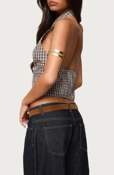 Edikted Imrie Plaid Collared Halter Top In Multi