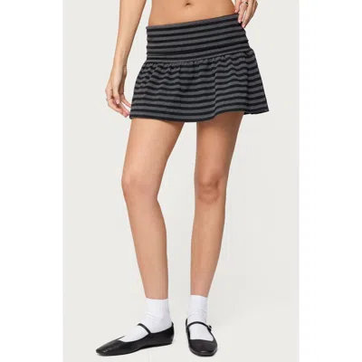 Edikted Moria Striped Fold Over Mini Skirt In Black