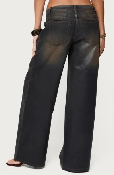 Edikted Oversized Mud Wash Low Rise Black Wash Jeans In Black