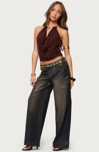 Edikted Oversized Mud Wash Low Rise Black Wash Jeans In Black