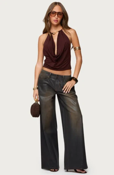 Edikted Oversized Mud Wash Low Rise Black Wash Jeans In Black