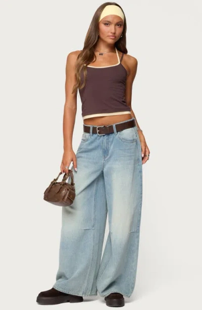 Edikted Roya Layered Halter Tank Top In Brown