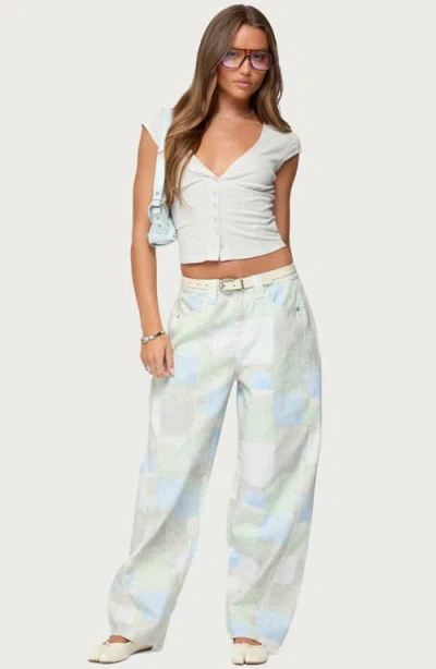 Edikted Alza Crop Stretch Cotton Blend Button-up Shirt In White