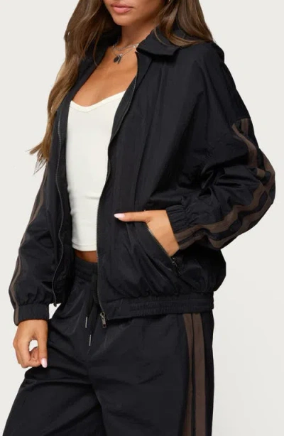 Edikted Kieran Stripey Nylon Track Jacket In Black