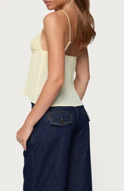 Edikted Rhian Lacey Pleated Babydoll Top In Yellow