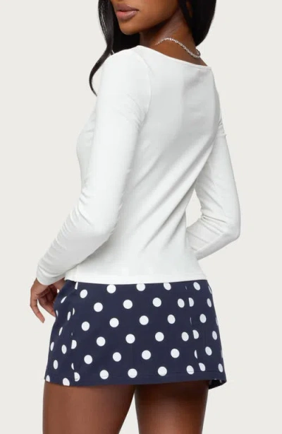 Edikted Savi Boat Neck Long Sleeve Top In White