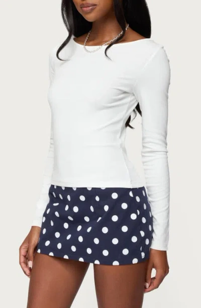 Edikted Savi Boat Neck Long Sleeve Top In White