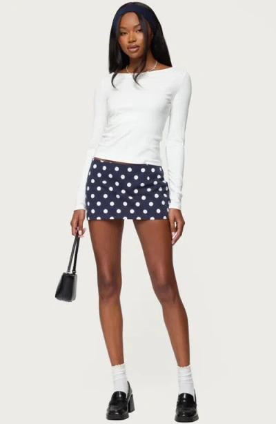 Edikted Savi Boat Neck Long Sleeve Top In White