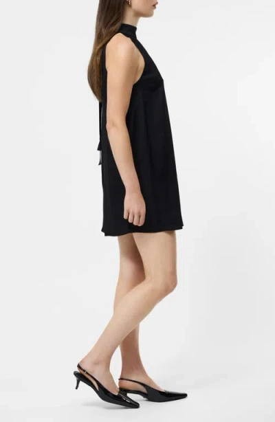French Connection Ennis Satin Babydoll Minidress In Black