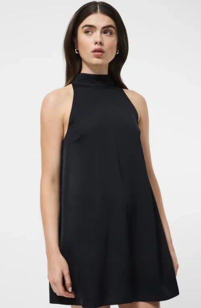 French Connection Ennis Satin Babydoll Minidress In Black