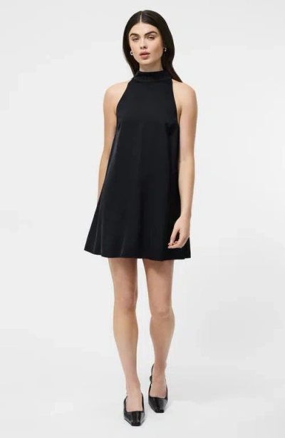 French Connection Ennis Satin Babydoll Minidress In Black