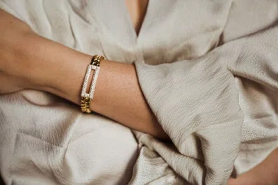 Zarux Elegant Cuban Bracelet In Gold