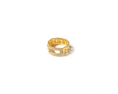 Zarux Rectangular Cuban Ring In Gold