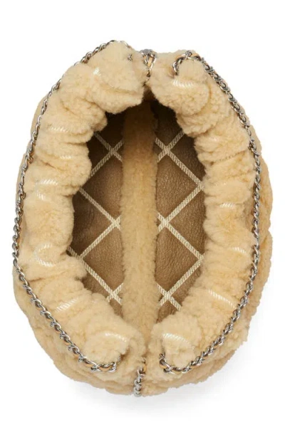 Tory Burch Fleming Genuine Shearling Hobo Bag In Neutral