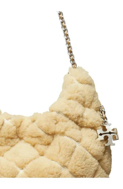 Tory Burch Fleming Genuine Shearling Hobo Bag In Neutral