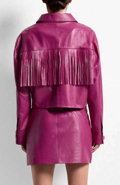 As By Df Jeremiah Upcycled Leather Fringe Jacket In Purple