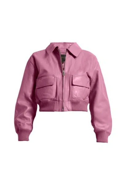 As By Df Florence Upcycled Leather Bomber Jacket In Purple