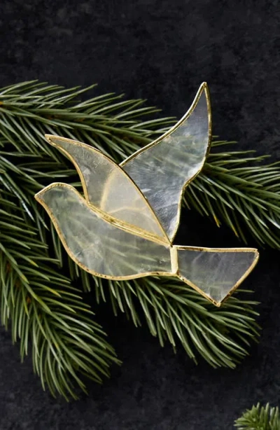 Balsam Hill Golden Dove Capiz Ornament Set In Gray