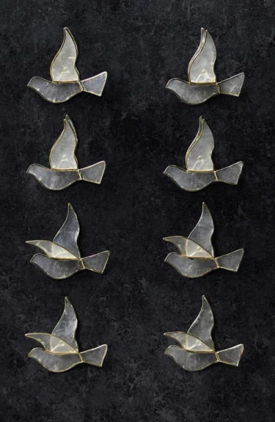 Balsam Hill Golden Dove Capiz Ornament Set In Gray