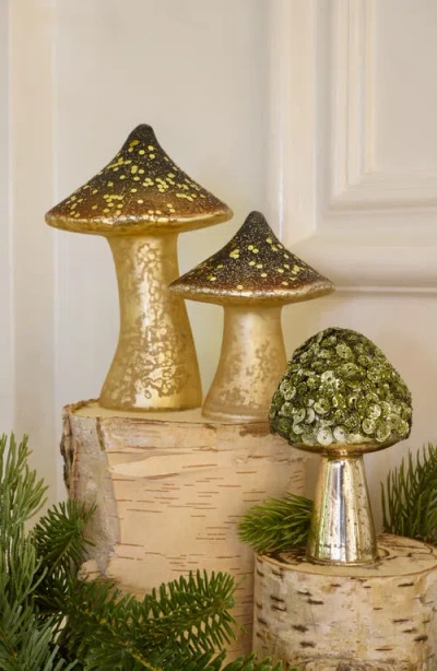 Balsam Hill Woodland Glass Mushroom Set In Gold