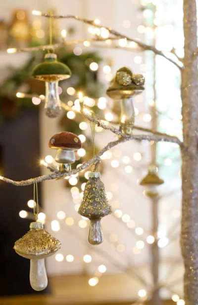 Balsam Hill Green Woodland Glass Mushroom Ornament Set In Multi