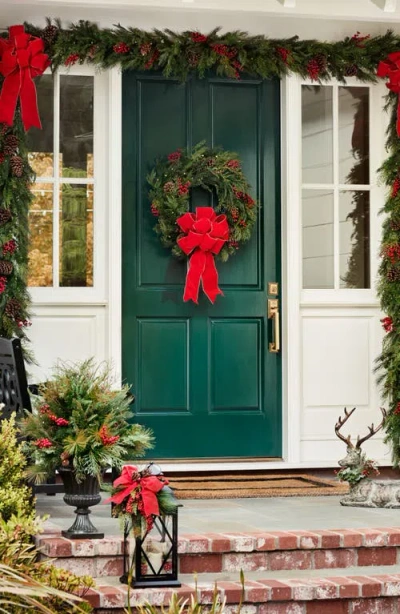 Balsam Hill Outdoor Red Berry Pine Potted Arrangement In Green