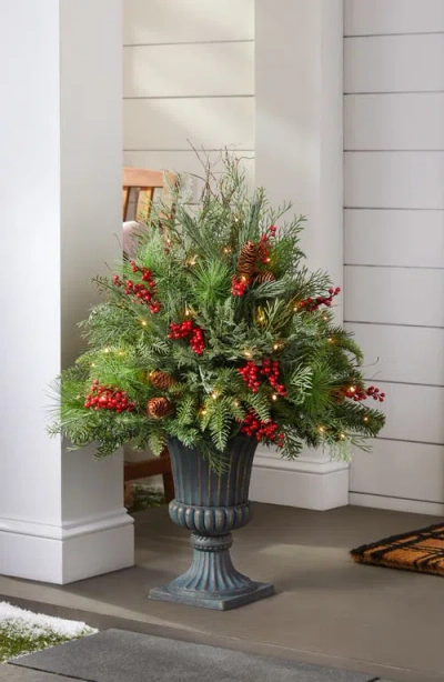 Balsam Hill Outdoor Red Berry Pine Potted Arrangement In Green