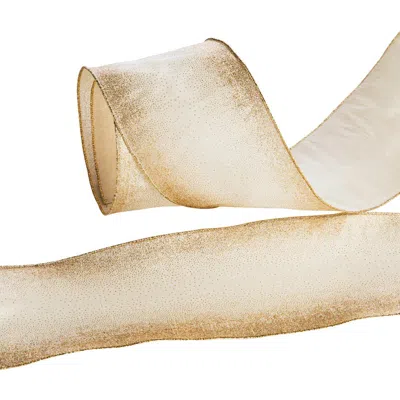 Balsam Hill Ivory Ombre Gold Glitter Ribbon In Neutral