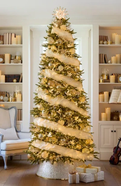 Balsam Hill Ivory Ombre Gold Glitter Ribbon In Neutral