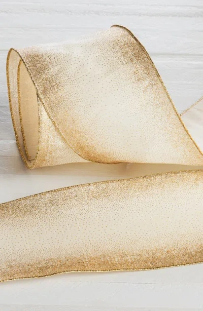 Balsam Hill Ivory Ombre Gold Glitter Ribbon In Neutral