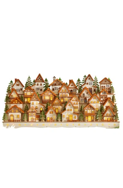 Balsam Hill Lit Wooden Alpine Village Advent Calendar In Brown