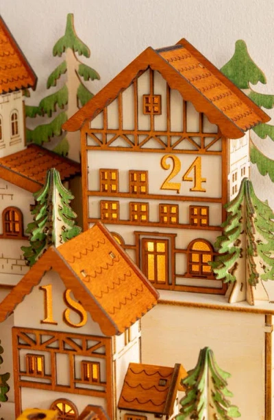 Balsam Hill Lit Wooden Alpine Village Advent Calendar In Brown