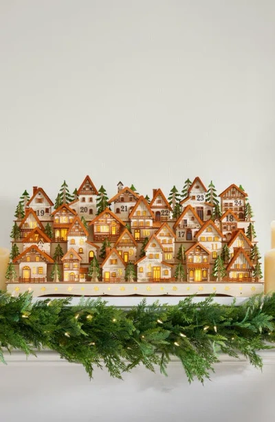 Balsam Hill Lit Wooden Alpine Village Advent Calendar In Brown