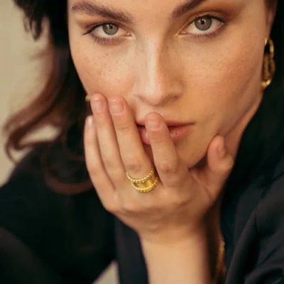 Zarux Side Braid Ring In Gold