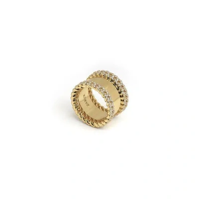 Zarux Side Braid With Stone Ring In Gold