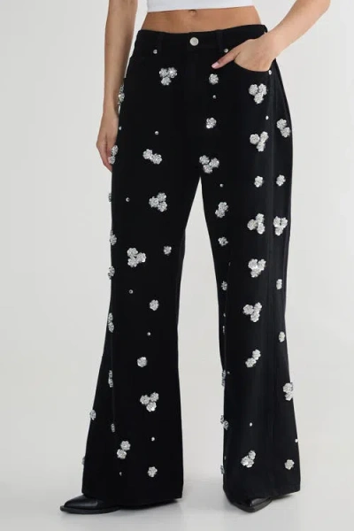 Nasty Gal Limited Embellished Flower Applique Jean In Black