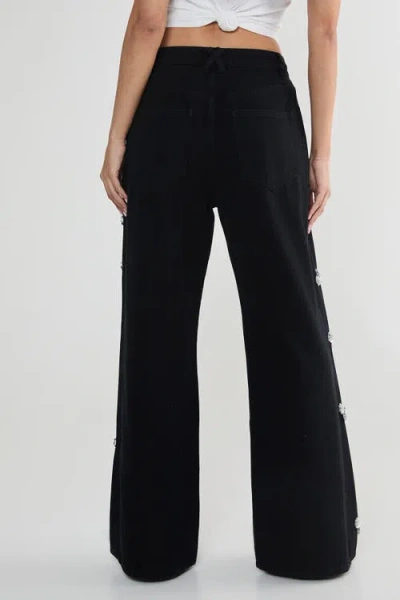 Nasty Gal Limited Embellished Flower Applique Jean In Black