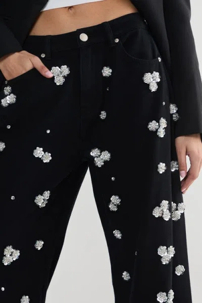 Nasty Gal Limited Embellished Flower Applique Jean In Black