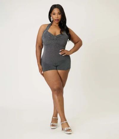 Unique Vintage Plus Size Romper & Sarong Set In Gray